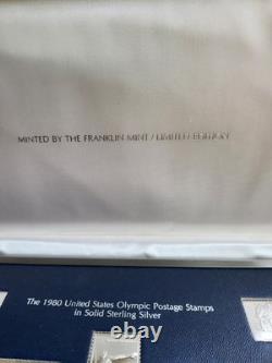 Franklin Mint 1980 United States Olympic Postage Stamps In Solid Sterling Silver