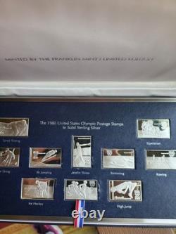 Franklin Mint 1980 United States Olympic Postage Stamps In Solid Sterling Silver
