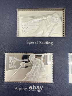 Franklin Mint 1980 United States Olympic Postage Stamps In Sterling Silver #7638