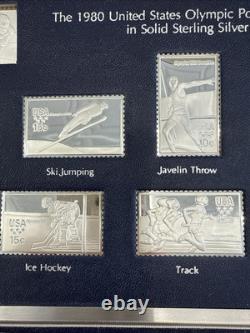 Franklin Mint 1980 United States Olympic Postage Stamps In Sterling Silver #7638