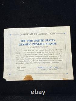 Franklin Mint 1980 United States Olympic Postage Stamps In Sterling Silver #7638