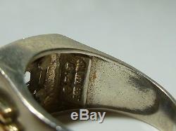Franklin Mint 1987 Sterling Silver 14k Gold Cz MID Century Modern Ring Band