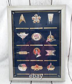 Franklin Mint 1992 12 Sterling Silver Star Trek Badges w Wood Magnetic Case