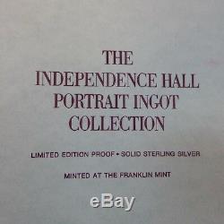 Franklin Mint 26 Oz Independence Hall Portrait Ingot Collection STERLING SILVER