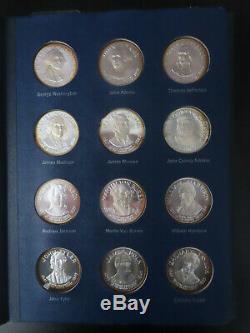 Franklin Mint 37.5 Troy Oz Sterling Silver Presidential Medal 36 Coin Collection