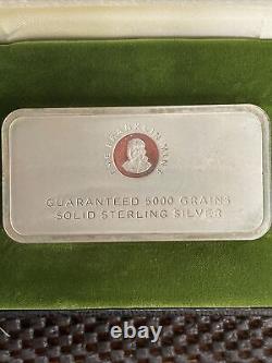 Franklin Mint 5,000 Grain Sterling Silver Ingot Bar