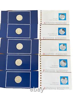 Franklin Mint 5 History of American Presidency Sterling Silver Coins in package