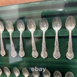 Franklin Mint 50 STATE FLOWER Sterling Silver Miniatures Mini Spoons Wood Case