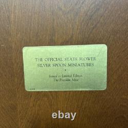 Franklin Mint 50 STATE FLOWER Sterling Silver Miniatures Mini Spoons Wood Case