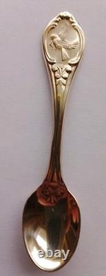 Franklin Mint 50 State Bird Sterling Silver Mini Spoons (8 oz) with wood case