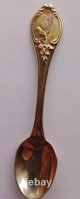 Franklin Mint 50 State Bird Sterling Silver Mini Spoons (8 oz) with wood case