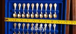 Franklin Mint 50 State Bird Sterling Silver Mini Spoons (8 oz) with wood case