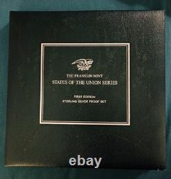 Franklin Mint 50 State of Union Medals 1st Edit. Album & Book 740g. 925 Sterling
