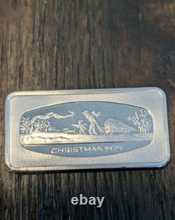 Franklin Mint 500 Grain Sterling. 925 Hauling Home the Tree Christmas Bar