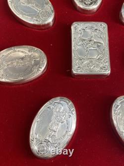Franklin Mint 8pc Sterling Silver Guards Regiments Snuff Boxes EX/NM