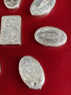 Franklin Mint 8pc Sterling Silver Guards Regiments Snuff Boxes EX/NM