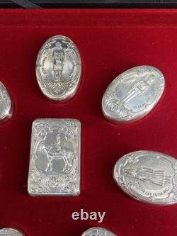 Franklin Mint 8pc Sterling Silver Guards Regiments Snuff Boxes EX/NM