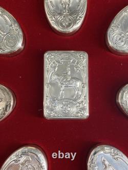 Franklin Mint 8pc Sterling Silver Guards Regiments Snuff Boxes EX/NM