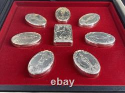 Franklin Mint 8pc Sterling Silver Guards Regiments Snuff Boxes EX/NM