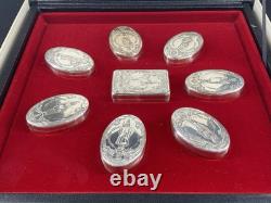 Franklin Mint 8pc Sterling Silver Guards Regiments Snuff Boxes EX/NM