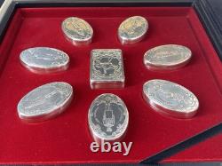 Franklin Mint 8pc Sterling Silver Guards Regiments Snuff Boxes EX/NM