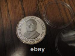 Franklin Mint. 925 Sterling Silver Medal Some Toning 35 Grams John Q. Adams