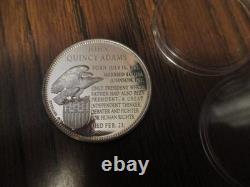 Franklin Mint. 925 Sterling Silver Medal Some Toning 35 Grams John Q. Adams