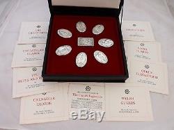 Franklin Mint 925 Sterling Silver THE GUARDS REGIMENT BOXED SET of 8 Pill Boxes