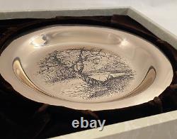 Franklin Mint Along The Brandywine #10051 Solid Sterling Silver 8 Plate 1972