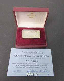Franklin Mint America's 10th Anniversary in Space Sterling Silver Ingot 1971