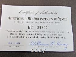 Franklin Mint America's 10th Anniversary in Space Sterling Silver Ingot 1971