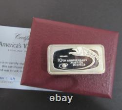 Franklin Mint America's 10th Anniversary in Space Sterling Silver Ingot 1971