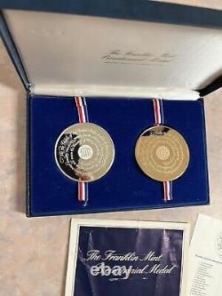 Franklin Mint Bicentennial 2 Medal Set Sterling/Bronze With Papers