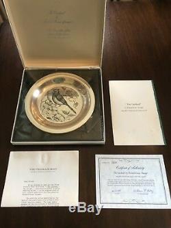Franklin Mint Bird Plate'the Cardinal' Solid Sterling Silver Limited Edition