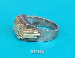 Franklin Mint By Alfred Durante CZ Sterling Silver Ring With 14k Gold Bezel SZ 8.5