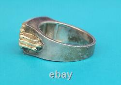 Franklin Mint By Alfred Durante CZ Sterling Silver Ring With 14k Gold Bezel SZ 8.5