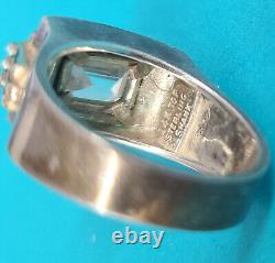 Franklin Mint By Alfred Durante CZ Sterling Silver Ring With 14k Gold Bezel SZ 8.5