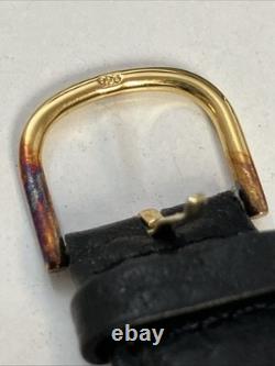 Franklin Mint Celtic Cross Sterling Silver Vermeil Emerald Accent Leather Watch