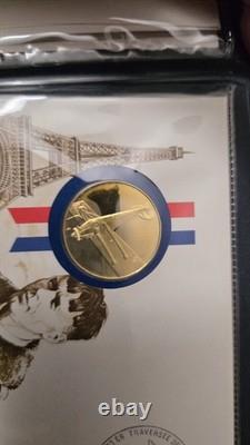 Franklin Mint Charles A. Lindbergh Medal Set Sterling Silver 24K Gold