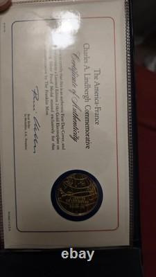 Franklin Mint Charles A. Lindbergh Medal Set Sterling Silver 24K Gold