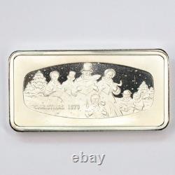 Franklin Mint Christmas Ingot 1973 The Carolers Sterling Silver 1000 Grains Ba