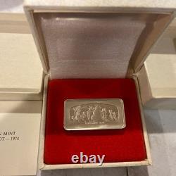 Franklin Mint Christmas Ingot 1974 The Snowman Sterling Silver 1000 Grains bar