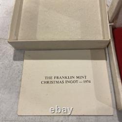 Franklin Mint Christmas Ingot 1974 The Snowman Sterling Silver 1000 Grains bar