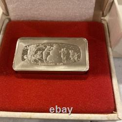 Franklin Mint Christmas Ingot 1974 The Snowman Sterling Silver 1000 Grains bar