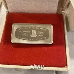 Franklin Mint Christmas Ingot 1974 The Snowman Sterling Silver 1000 Grains bar