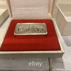 Franklin Mint Christmas Ingot 1974 The Snowman Sterling Silver 1000 Grains bar
