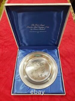 Franklin Mint Christmas Plate by Norman Rockwell 1970 Sterling Silver NIB COA
