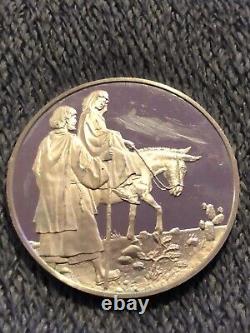 Franklin Mint Christmas Sterling Medallion Mary Jesus Star Bethlehem Luke 24-5