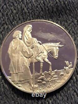 Franklin Mint Christmas Sterling Medallion Mary Jesus Star Bethlehem Luke 24-5