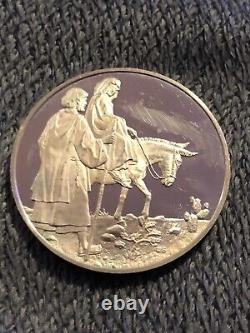 Franklin Mint Christmas Sterling Medallion Mary Jesus Star Bethlehem Luke 24-5